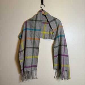 Coach Multicolor Plaid 100% Cashmere Scarf